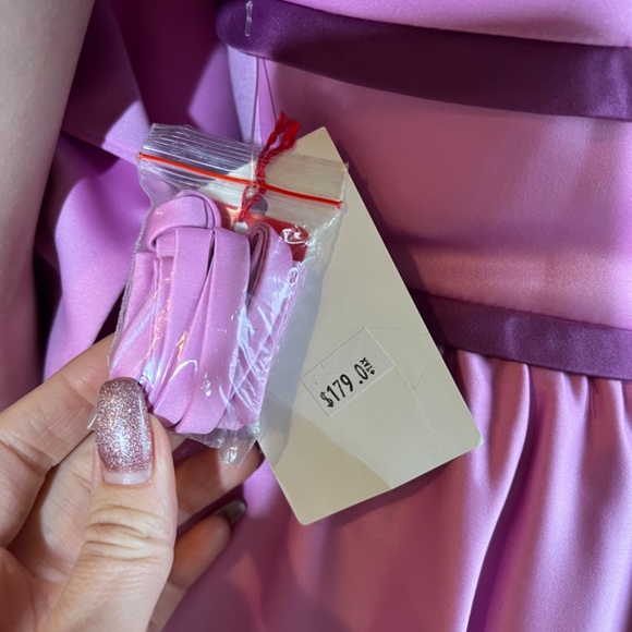 Pink Party New Dress With Tag With Scarf and Straps - Picture 4 of 7